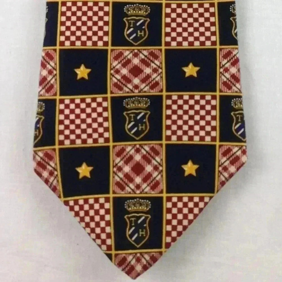 Tommy Hilfiger Red Multi-Color Silk Tie 57" x 4" - Picture 1 of 4